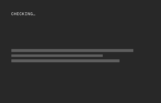 A dark interface panel headed CHECKING with three progress bars filling beneath it.