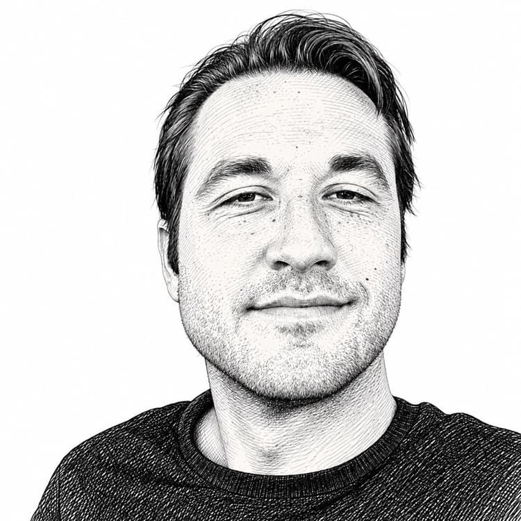Drawn portrait of Ben Mort, CEO of Progress AI